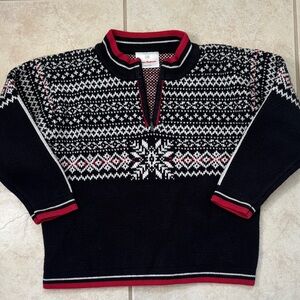 Hanna Andersson Black and Red Nordic Zip-Up Sweater